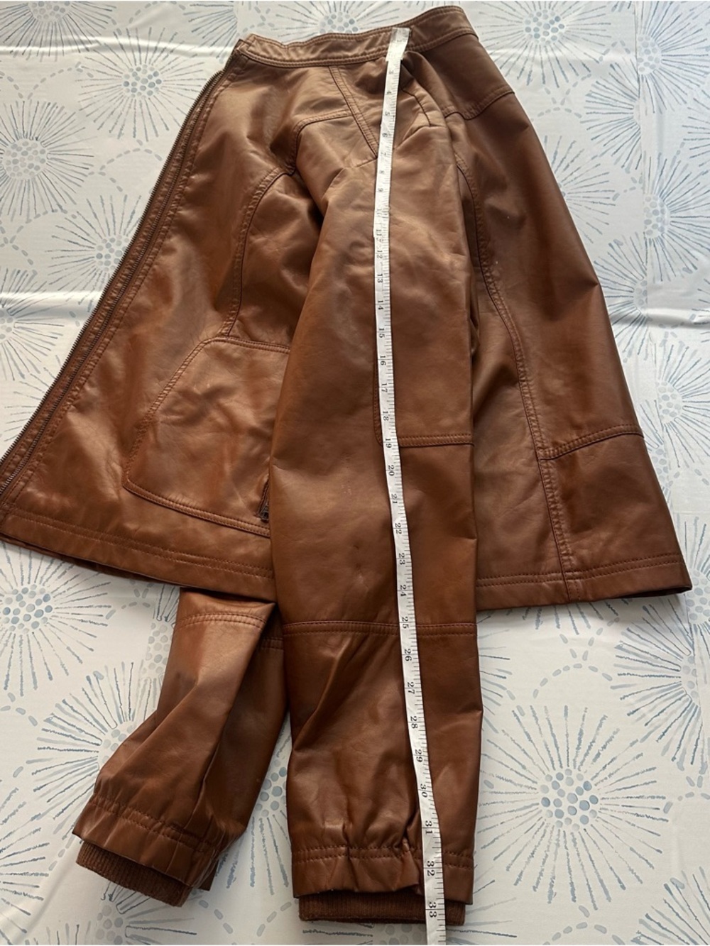George Chestnut Brown Leather Zip-Front Jacket size 18W-20W - Picture 9 of 13